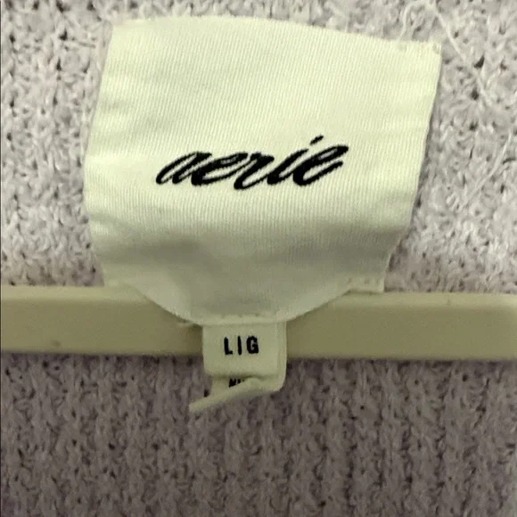 AERIE WOMENS LAVENDER WAFFLE V-NECK  LONG SLEEVE SWEATER SIZE LARGE - Picture 4 of 5